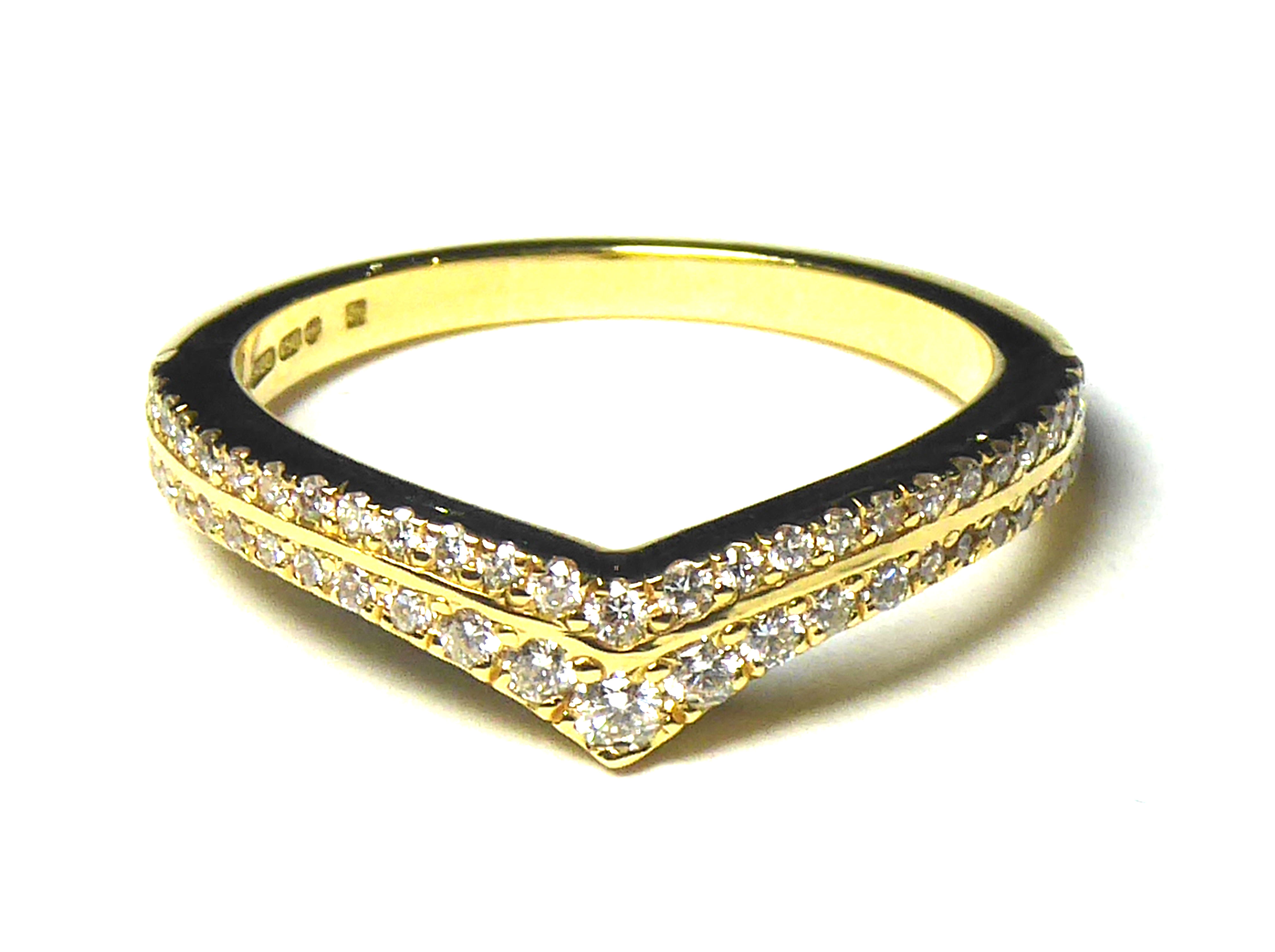 AN 18CT GOLD AND DIAMOND HALF ETERNITY RING Having two rows of round cut diamonds (size K/L). - Image 2 of 2