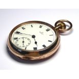 AN EARLY 20TH CENTURY 9CT GOLD GENT?S POCKET WATCH Open face with screw wind mechanism and seconds