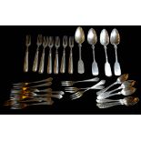 A COLLECTION OF EARLY 20TH CENTURY GERMAN SILVER FLATWARE Comprising twelve cake forks, four