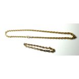 A 9CT GOLD CURB LINK NECKLACE Having oval form links, together with a bracelet of similar design. (