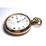 WALTHAM, AN EARLY 20TH CENTURY GOLD PLATED GENT'S POCKET WATCH Open face with screw wind
