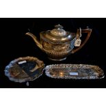 A COLLECTION OF VICTORIAN AND LATER SILVER WARE Comprising a teapot, half flute design, hallmarked