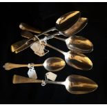 A COLLECTION OF FIVE HALLMARKED SILVER TABLESPOONS Including pair hallmarked London, 1798, a spoon