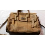 A TAN LEATHER MULBERRY HANDBAG Satchel design, shoulde