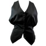 OMO NORMA KAMALI, BLACK WOOL WAISTCOAT With black buttons along front, asymmetric hemline, fabric