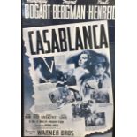 CASABLANCA, A 20TH CENTURY CINEMA POSTER One sheet issue with blue tone photographic art, framed and