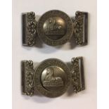 LINCOLNSHIRE REGIMENT, TWO VICTORIAN BRITISH ARMY BELT BUCKLES, 1855 Pattern with Sphinx Egypt and