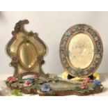 THREE 19TH CENTURY VENETIAN TABLE MIRRORS Including micromosaic and floral decorated. (largest 60cm)