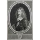 FRANCOIS DE POILLY, 17TH CENTURY ENGRAVING Portrait of a gentleman in armour. (31cm x 48.5cm)