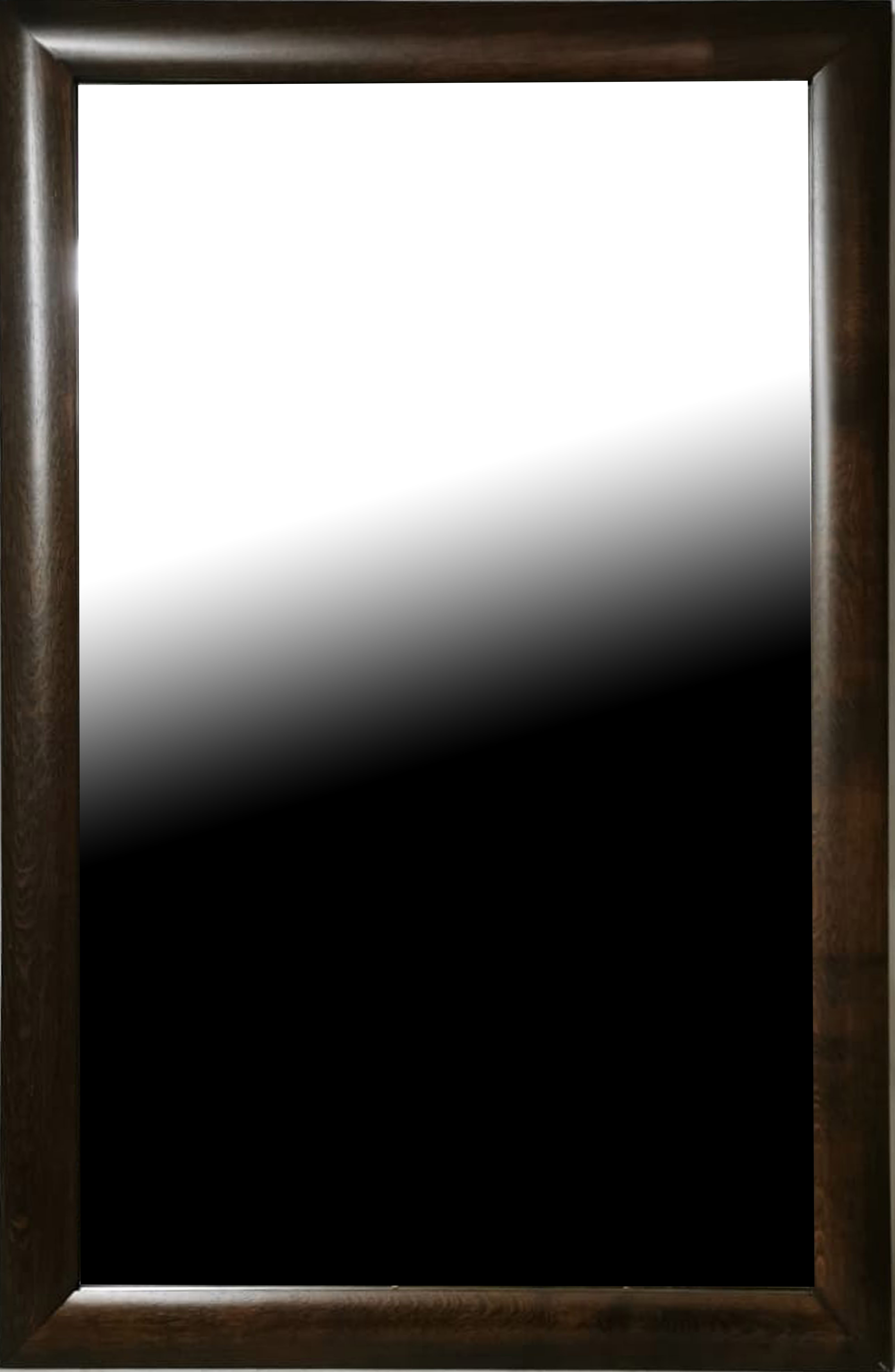 A LARGE DEEP CUSHION OAK FRAMED MIRROR 113 x 76 cm