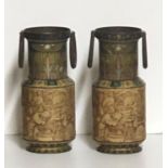 HUNTLEY AND PALMERS, A PAIR OF VINTAGE BISCUIT TINS In the form of Grecian urns (22cm)