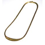 A 9CT GOLD NECKLACE Graduated woven links, in a fitted velvet lined box.
