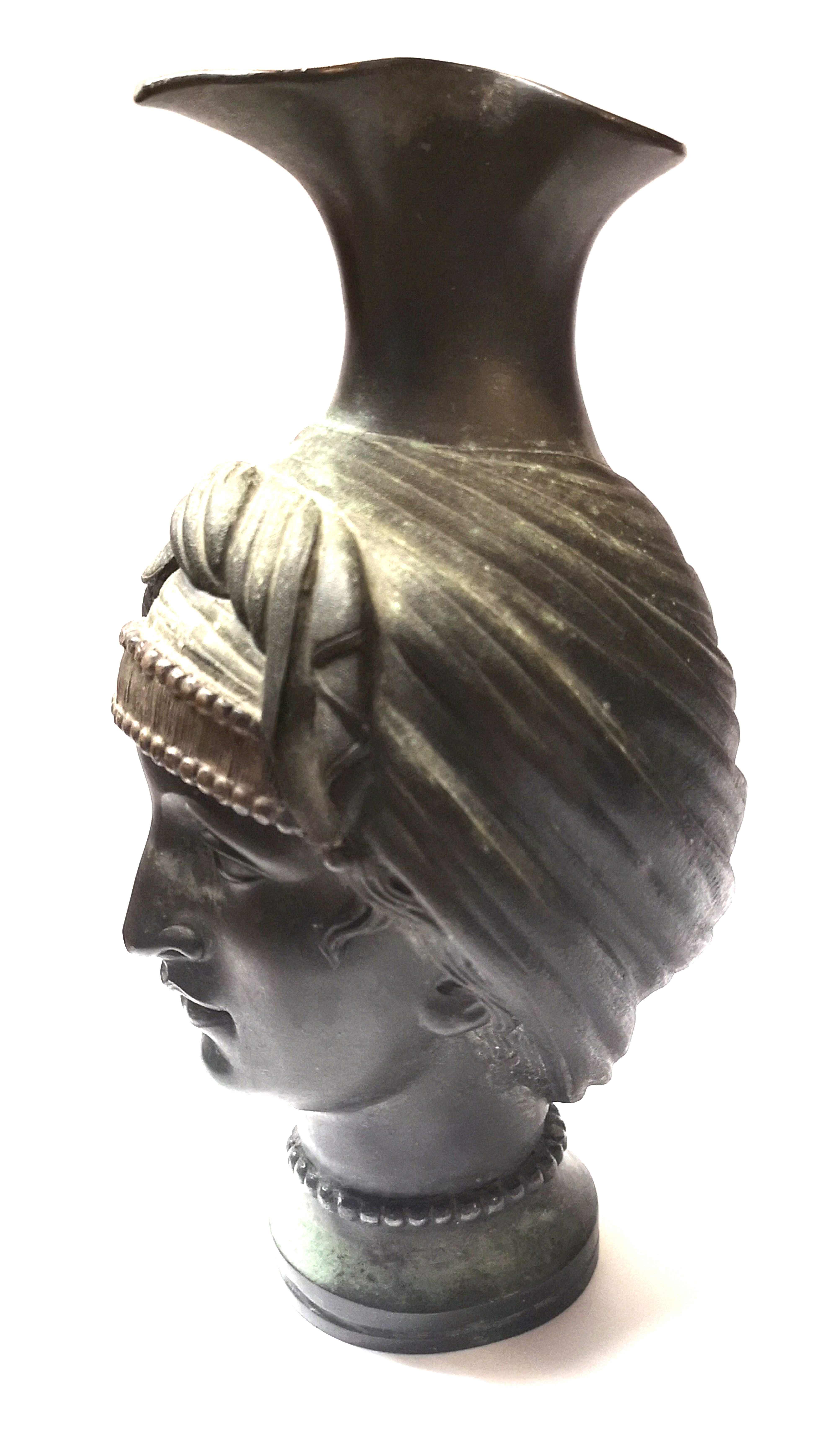 A 19TH CENTURY BRONZE BUST Classical form of a Greek Goddess. (approx 20cm) - Image 3 of 4