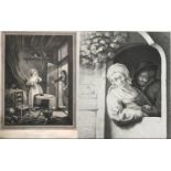 GABRIEL MARCHAND, TWO ETCHING ENGRAVINGS 18th century interior scene, titled 'La Defaite', proof