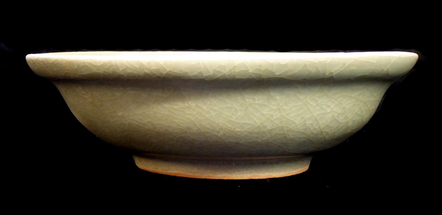 A CHINESE SONG DYNASTY LONGQUAN CELADON GLAZE BOWL Of plain form, together with a vase of plain form - Image 6 of 18