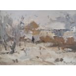 20TH CENTURY CONTINENTAL IMPRESSIONIST OIL ON BOARD Winter landscape, indistinctly singed, dated