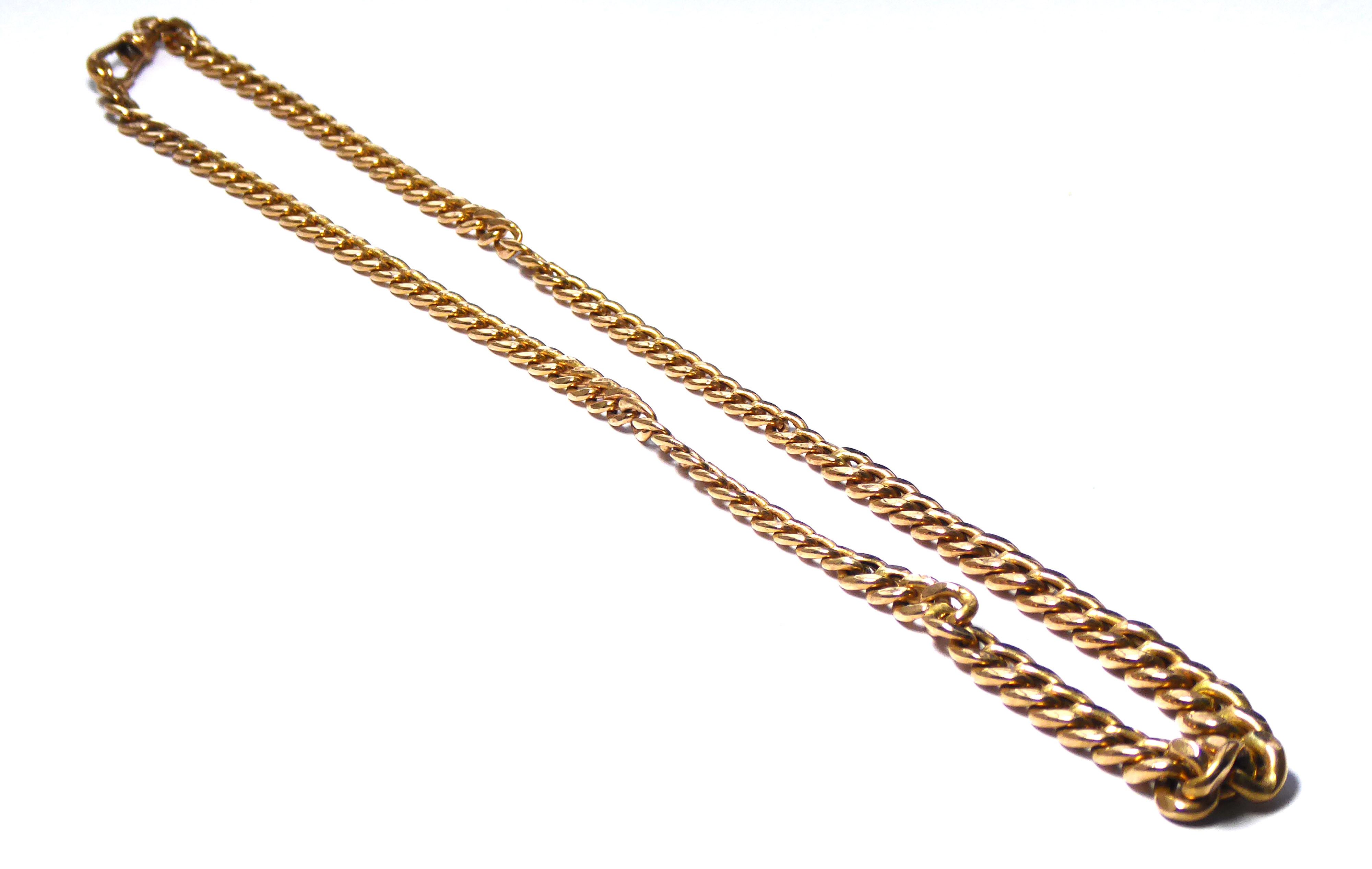 A 9CT GOLD ALBERT LINK NECKLACE Having graduating links with dog clasp. (approx 22cm)