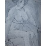 A WILHELM GIMMI, 1886 - 1965, WATERCOLOUR Portrait, nude female study, signed upper right '