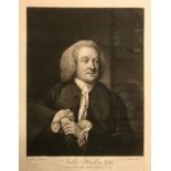 AFTER BENJAMIN WILSON, 19TH CENTURY MEZZOTINT PORTRAIT John Hadly, M.D., by Edward Fisher. (36.5cm x