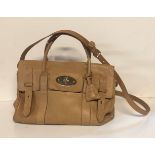 MULBERRY, A TAN LEATHER HANDBAG With shoulder strap.