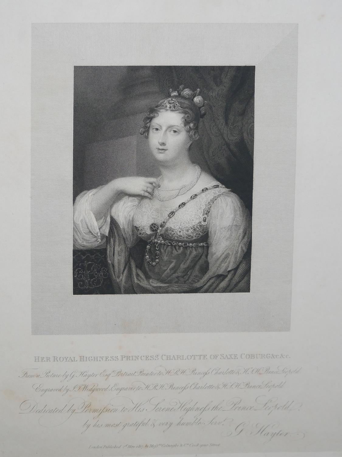 AFTER SIR GEORGE HAYTER, 19TH CENTURY ETCHING Portrait of Her Royal Highness, Princess Charlotte