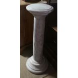 A VICTORIAN STYLE WHITE MARBLE COLUMN On stepped platform. (diameter 28cm x h 82cm)