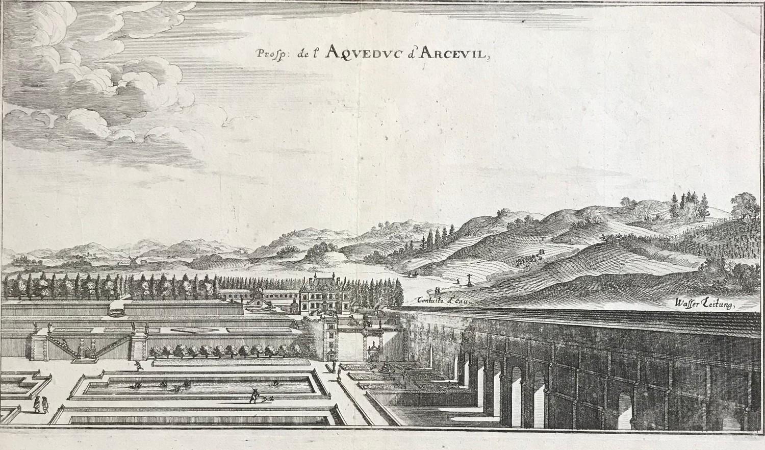 TWO 17TH/18TH CENTURY ETCHING ENGRAVINGS To include Mathtieu Mérian, etching, view Of The Arcueil