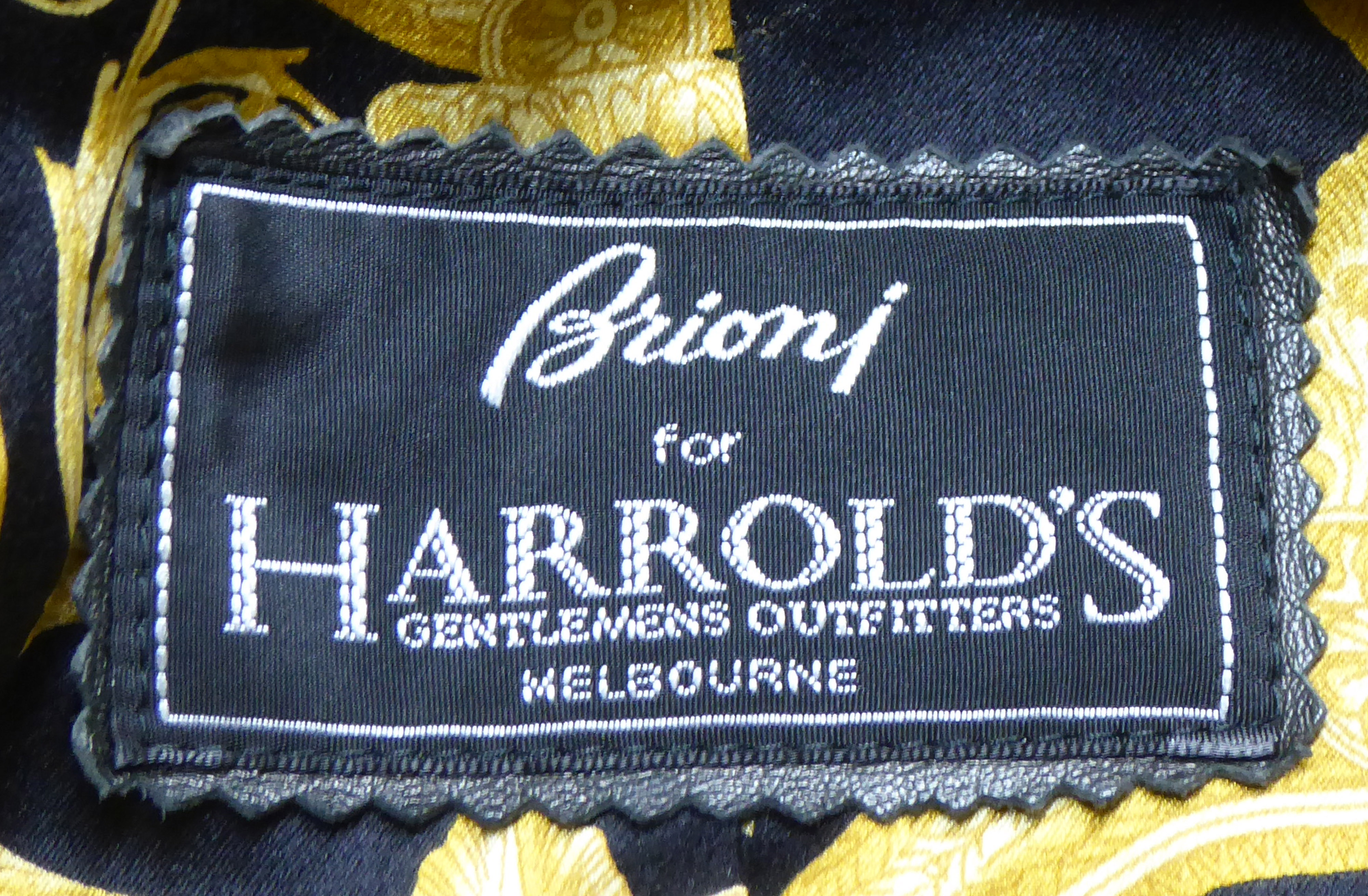 TWO VINTAGE LARGE GENT'S COATS Black silk Bruin's for Harrod's with gilt lining and a purple - Image 2 of 3