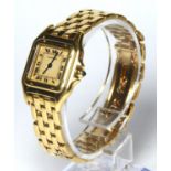 CARTIER, PANTHERE, A LADIES' 18CT GOLD BRACELET WATCH Boxed.