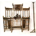 AN IMPRESSIVE ITALIAN BRONZE AND CHROMED BRASS DOUBLE BED The headboard inset with relief plaque