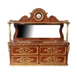 IN THE MANNER OF LINK, A 19TH CENTURY HERRING BONE, WALNUT AND ORMOLU WALL MOUNTED CABINET With