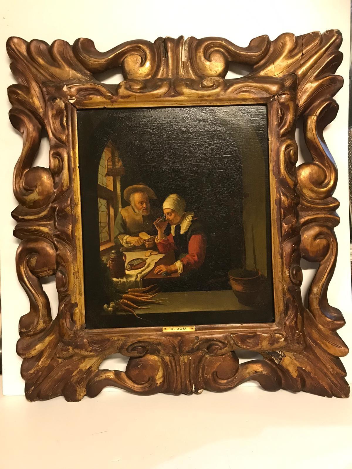 CIRCLE OF GERRIT DOU, LEIDEN, 1613 - 1675, A 17TH CENTURY OIL ON PANEL Elderly woman and gentleman - Image 5 of 5