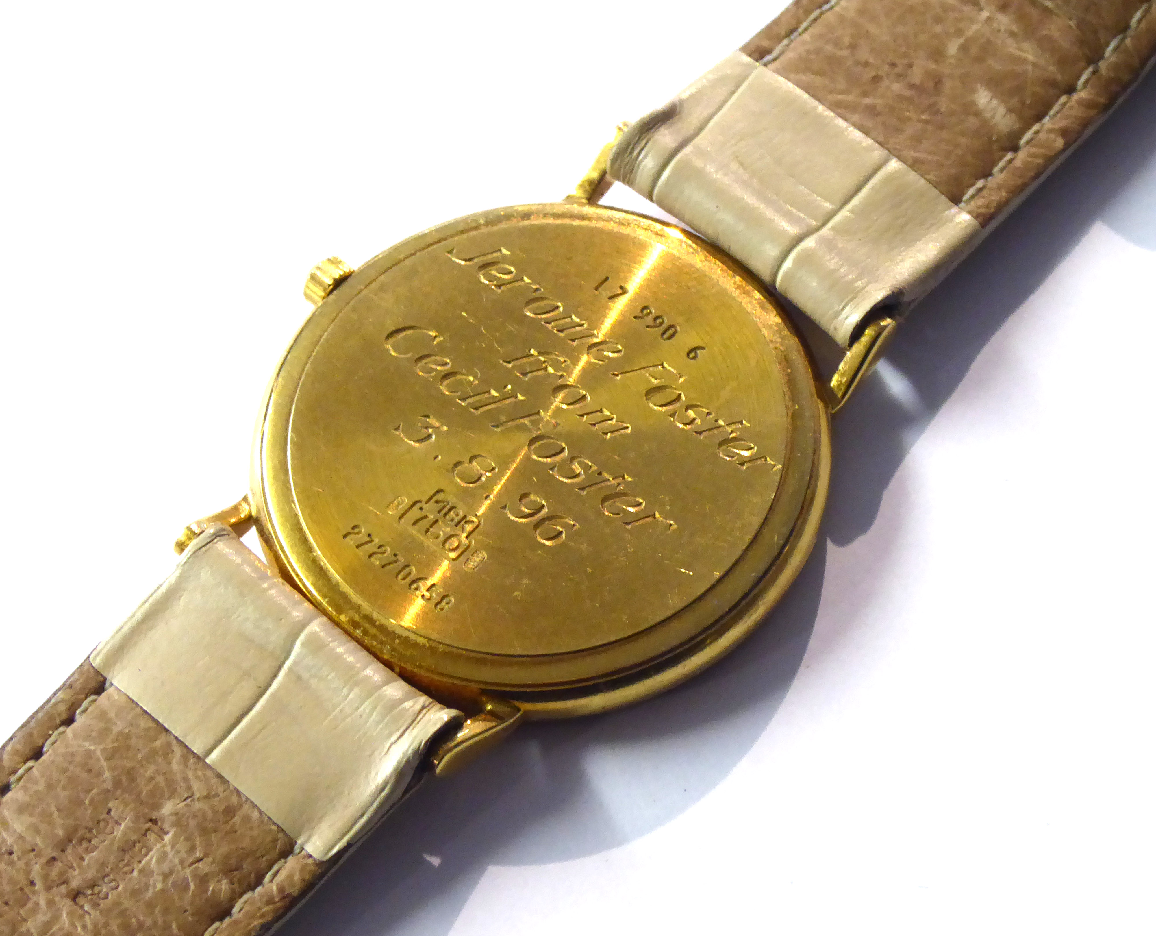 LONGINES. AN 18CT GOLD CASED WATCH. Having white dial, roman numerals. - Image 2 of 2