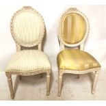 A PAIR OF FRENCH DESIGN SPOON BACK BOUDOIR CHAIRS In a cream finish with upholstered seats and