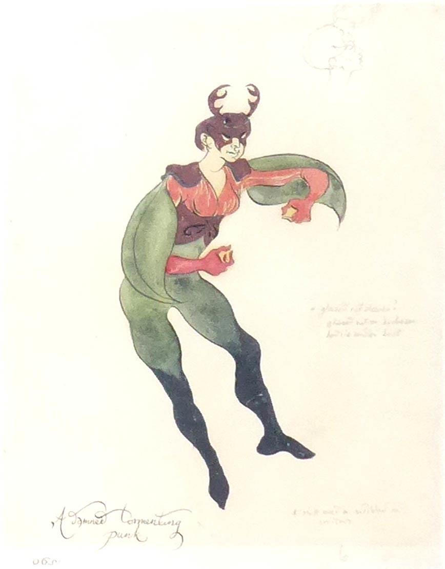 MICHAEL AYRTON, 1921 - 1975, PENCIL AND WATERCOLOUR Titled 'A Dammed Tormenting Punk, 1946', costume