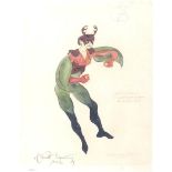 MICHAEL AYRTON, 1921 - 1975, PENCIL AND WATERCOLOUR Titled 'A Dammed Tormenting Punk, 1946', costume