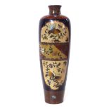 A 19TH/20TH CENTURY JAPANESE CLOISONNÉ VASE Decorated with butterflies and flowers on a brown and