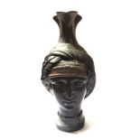 A 19TH CENTURY BRONZE BUST Classical form of a Greek Goddess. (approx 20cm)