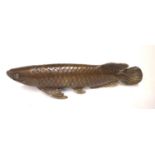 A 19TH CENTURY JAPANESE BRONZE FISH SCULPTURE Having stylised whiskers and fins. (approx 28cm)