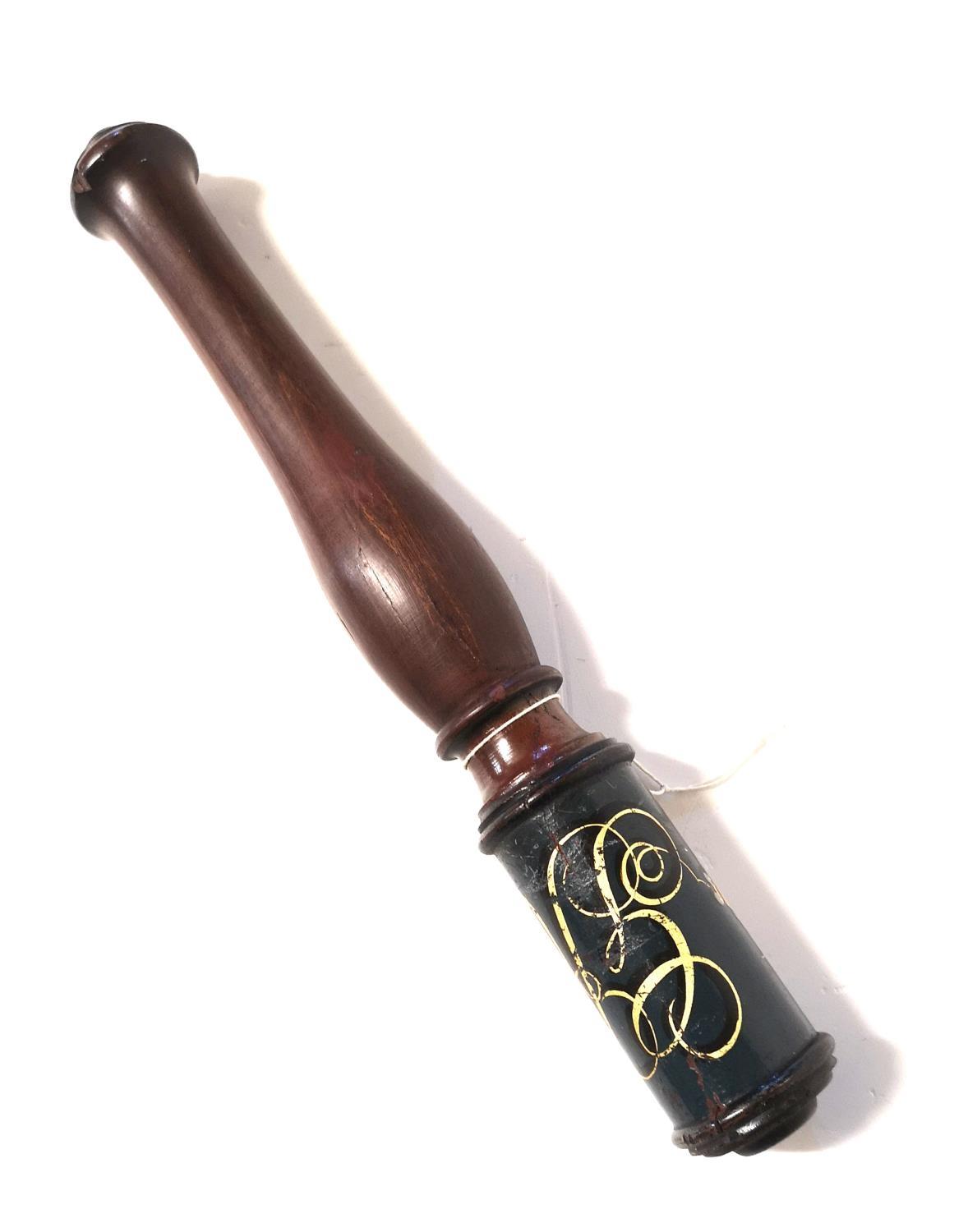 A GEORGE III WOODEN TIPSTAFF TRUNCHEON Hand painted with the Royal Cypher of King George III and