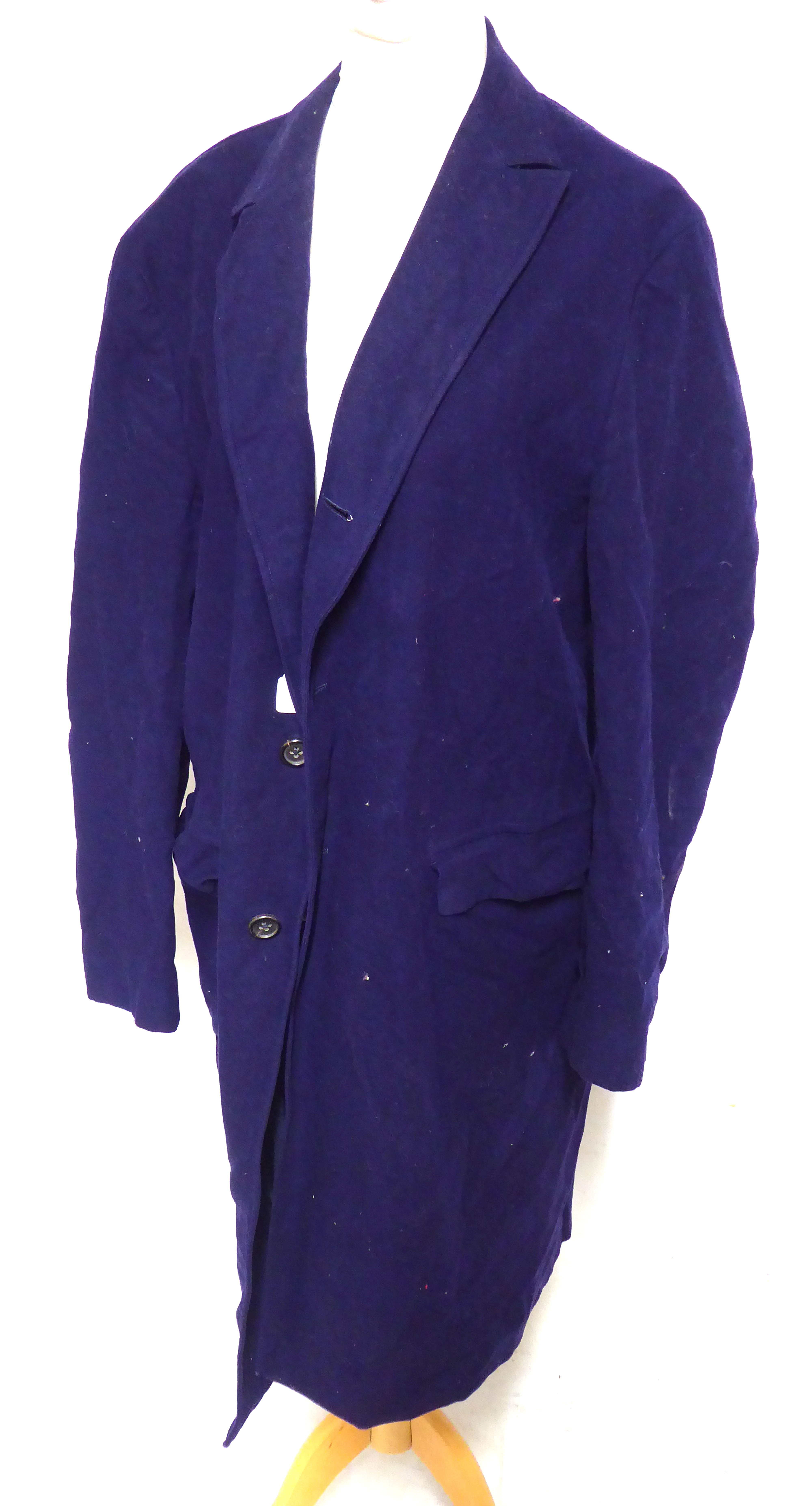 TWO VINTAGE LARGE GENT'S COATS Black silk Bruin's for Harrod's with gilt lining and a purple - Image 3 of 3