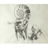 MICHAEL AYRTON, 1921 - 1975, PENCIL Titled 'End of Maze III, 1970', signed, dated, framed and