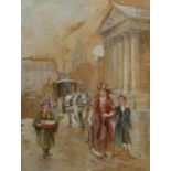 WALTER DUNCAN, 1848 - 1932, WATERCOLOUR Landscape, tited 'The Flower seller', together with a