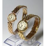 CARTIER, PANTHERE, A RARE CASED SET OF TWO 18CT GOLD AND DIAMOND WATCHES Along with service and