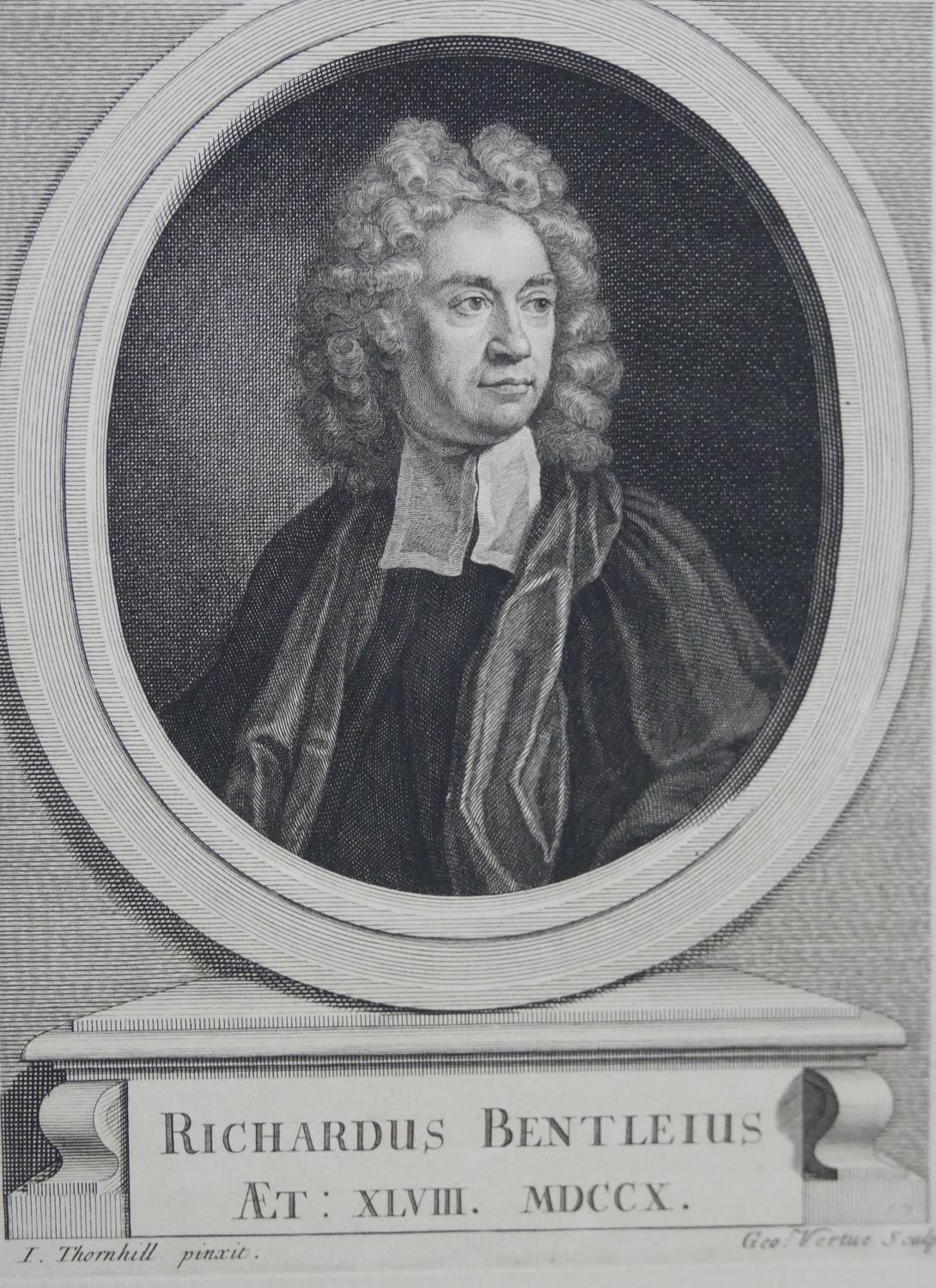 AFTER SIR J. THORNHILL, 18TH CENTURY ENGRAVING Portrait of Richard Bentley D.D., F.R.S., by G.