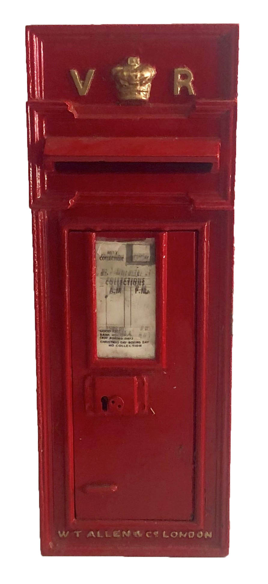 W.T ALLEN & CO., LONDON, AN ORIGINAL VICTORIAN CAST IRON WALL MOUNTING LETTER BOX Complete with key.