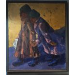 GILL, 99, OIL ON CANVAS Couple strolling in winter dress, framed. (93cm x 106cm)