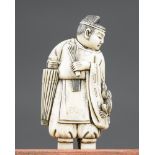 A FINE 19TH CENTURY ?ONO NO TOFU? JAPANESE NETSUKE IVORY CARVING Meiji period, signed. (h 6cm)