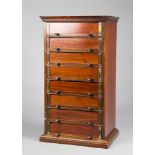 A LATE 19TH CENTURY MAHOGANY SPECIMEN COLLECTOR?S CHEST OF DRAWERS Removable drawer fronts. (h 70.