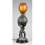 A RARE LATE 19TH/EARLY 20TH CENTURY GRAND TOUR HERCULES GLOBE LAMP. (h 74cm)